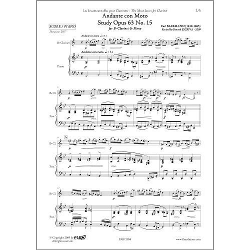 Baermann C. - Andante Con Moto - Etude Opus 63 No. 15 - Clarinette