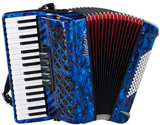 Piano Accordion 72 Blue MKII Bleu avec soufflet rouge