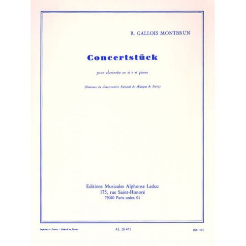 Gallois Montbrun - Concertstück (clarinette Sib / Piano)