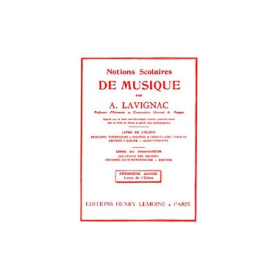 Lavignac - Notions Scolaires N.1 Elève