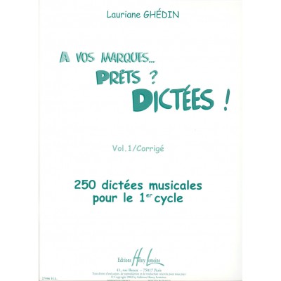 Ghedin Lauriane - A Vos Marques.. Prets ? Dictees ! Vol.1 Corriges