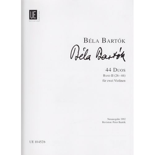 Bartok B. - 44 Duos Vol. 2 - 2 Violons