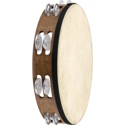 12 Tamburello Walnut Brown Goat Skin Aluminum Jingles
