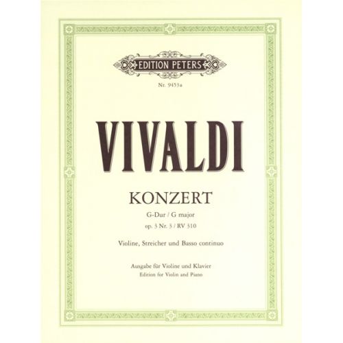 Vivaldi Onio - Concerto In G Op.3 No.3, Rv 310 - Violin And Piano